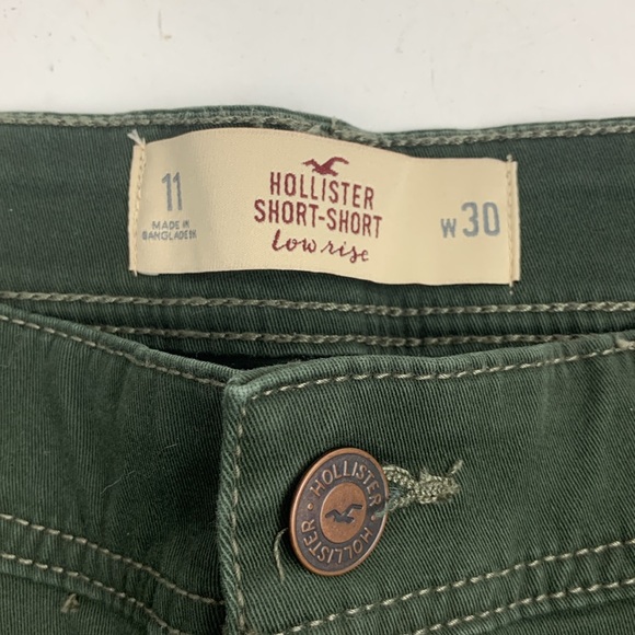 Hollister Short Short Low Rise shorts Size 11/30 stretch Dark green rolled hem - Picture 4 of 10